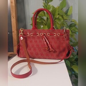 Dooney & Bourke Red Satchel with Gold Accents